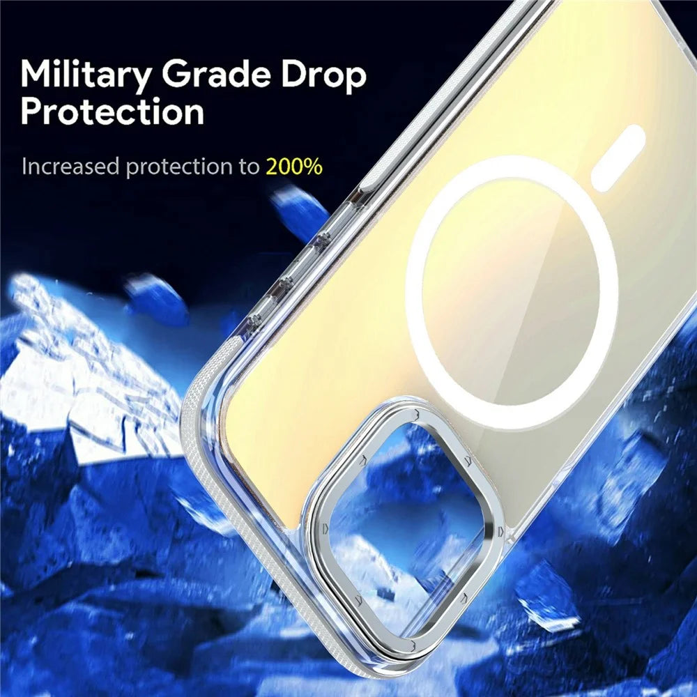For iPhone 15 Pro Max Case Compatible with MagSafe Cute Fluorescent Design TPU Acrylic Phone Back Cover - White - 4