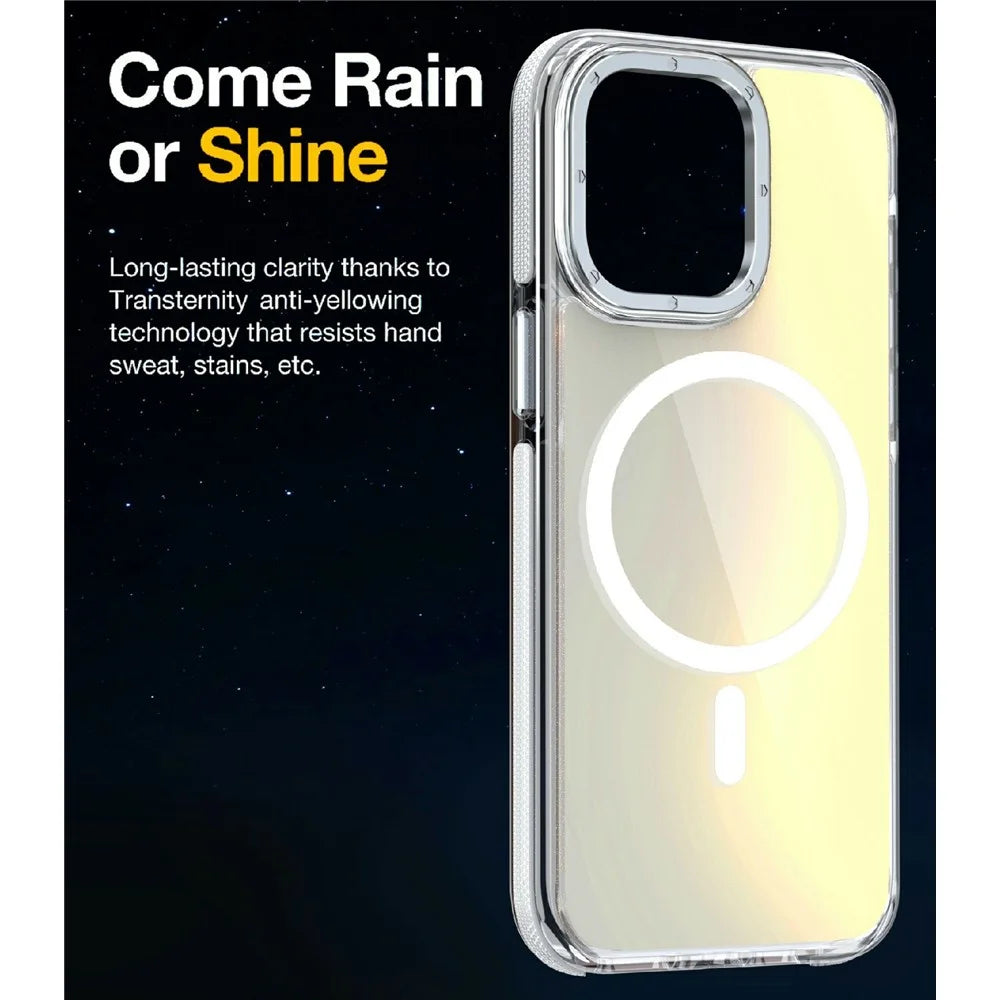 For iPhone 15 Pro Max Case Compatible with MagSafe Cute Fluorescent Design TPU Acrylic Phone Back Cover - White - 5