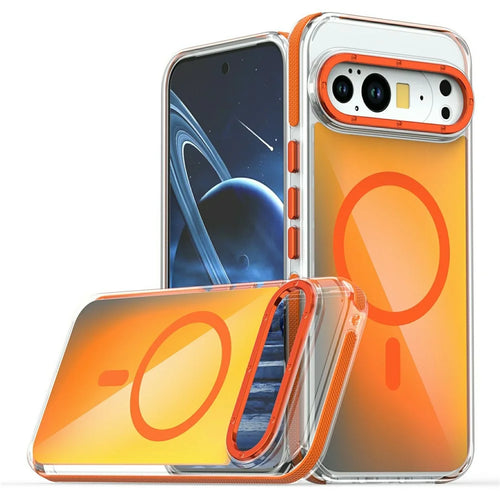 For Google Pixel 10 Pro XL Magnetic Case Cute Fluorescent Design TPU Acrylic Phone Back Cover - Orange - 1