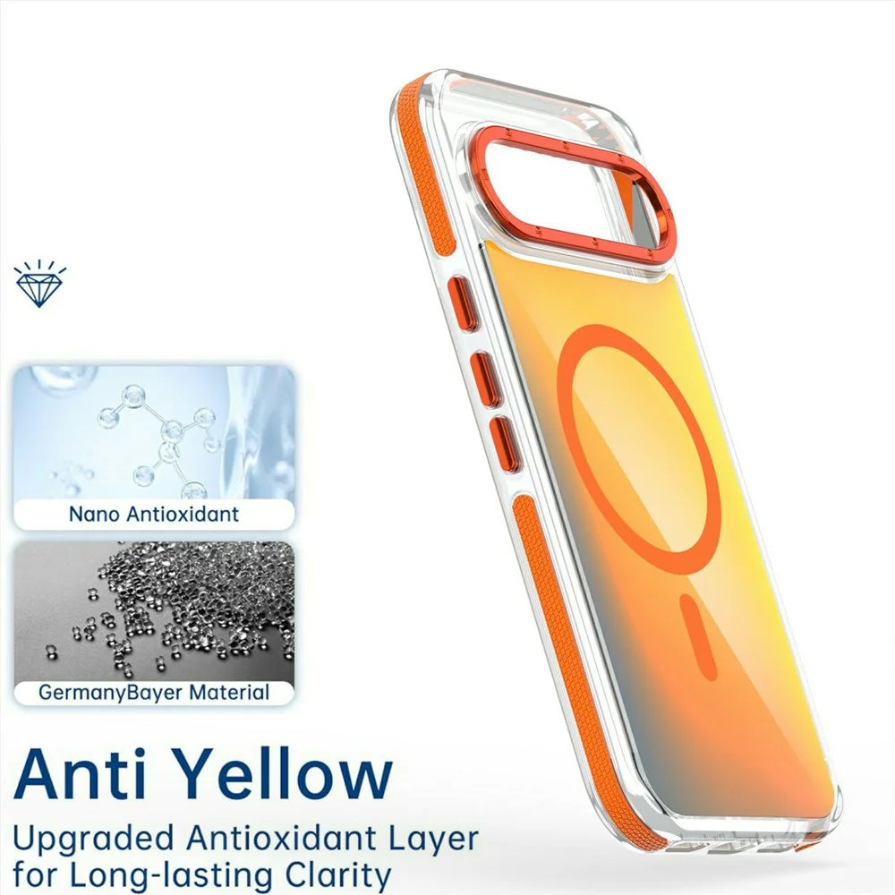 For Google Pixel 10 Pro XL Magnetic Case Cute Fluorescent Design TPU Acrylic Phone Back Cover - Orange - 4