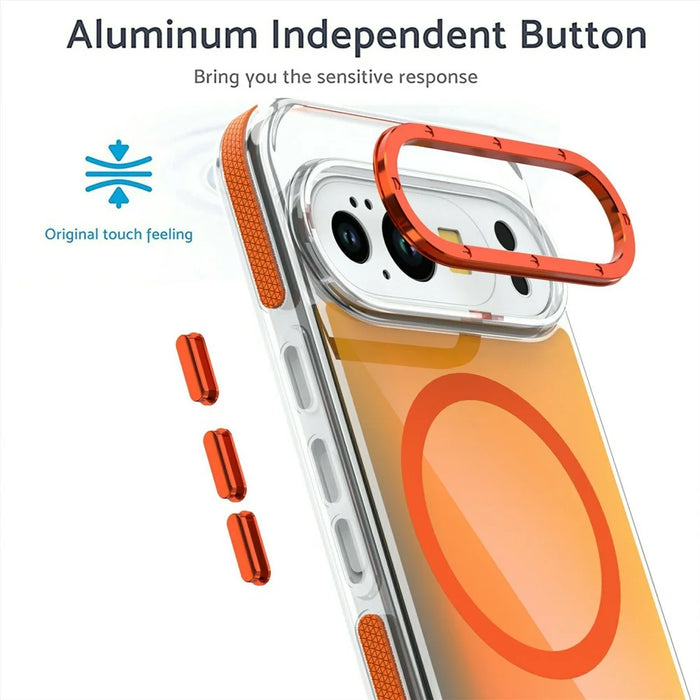 For Google Pixel 10  /  10 Pro Magnetic Case Cute Fluorescent Design TPU Acrylic Phone Back Cover - Orange - 4
