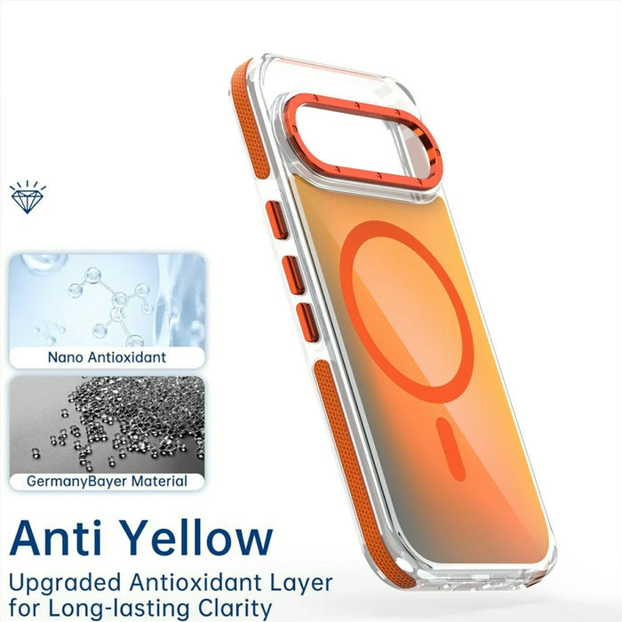 For Google Pixel 10  /  10 Pro Magnetic Case Cute Fluorescent Design TPU Acrylic Phone Back Cover - Orange - 5