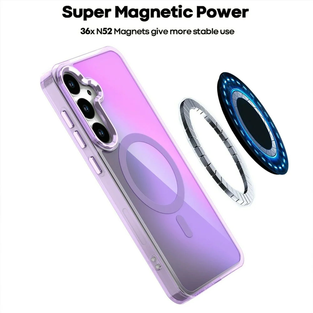 For Samsung Galaxy S25+  /  S24+ Magnetic Case Cute Fluorescent Design TPU Phone Back Cover - Purple - 2