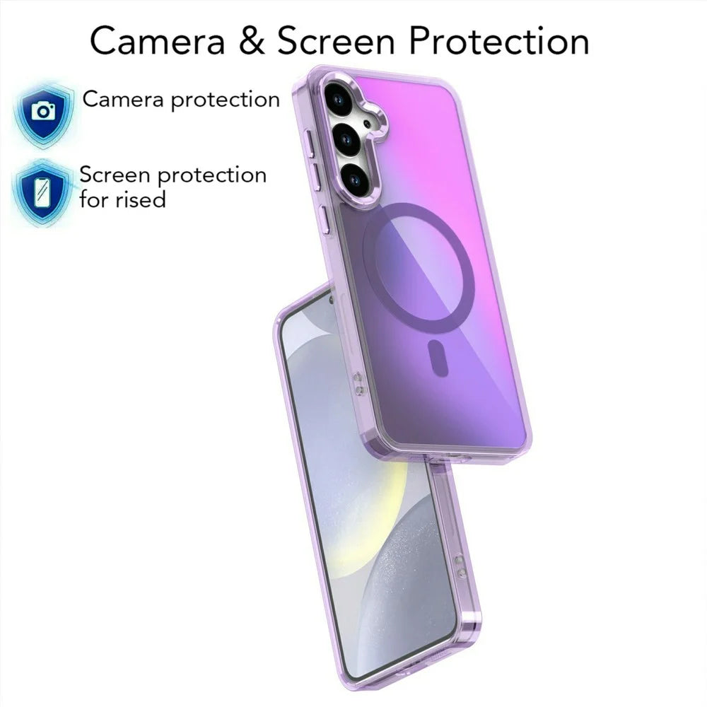 For Samsung Galaxy S25+  /  S24+ Magnetic Case Cute Fluorescent Design TPU Phone Back Cover - Purple - 3