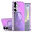 For Samsung Galaxy S25 Magnetic Case Cute Fluorescent Design TPU Phone Back Cover - Purple - 1