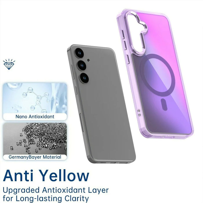 For Samsung Galaxy S25 Magnetic Case Cute Fluorescent Design TPU Phone Back Cover - Purple - 4