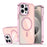 For iPhone 15 Pro Magnetic Case Cute Fluorescent Design TPU Phone Back Cover - Pink - 1