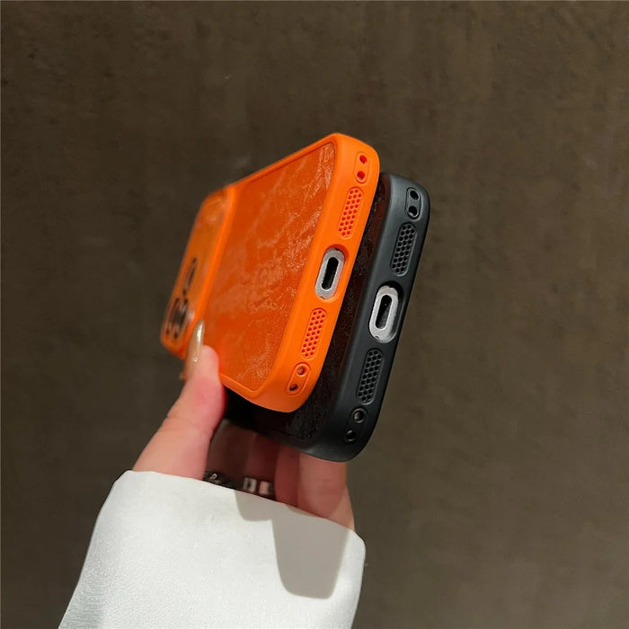 For iPhone 17 Pro Max Magnetic Case Snow Mountain Pattern PU Leather TPU PC Phone Back Cover with Lens Film - Orange - 4