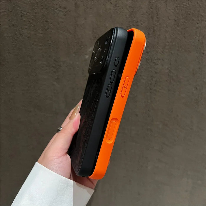 For iPhone 17 Pro Max Magnetic Case Snow Mountain Pattern PU Leather TPU PC Phone Back Cover with Lens Film - Orange - 5
