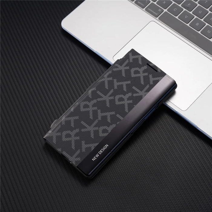 For Samsung Galaxy Z Fold7 5G Case Geometric Pixel Pattern Kickstand Foldable PC Phone Cover with Stylus - Black - 2