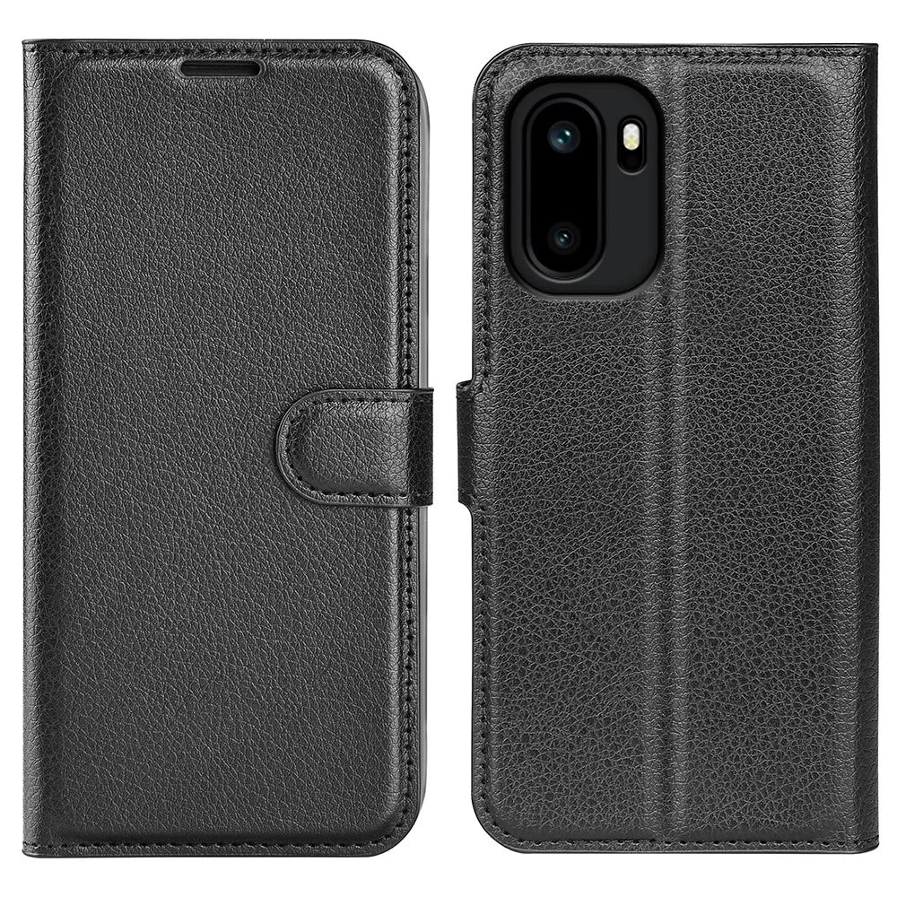 AMORUS For OnePlus Ace 6 5G Wallet Case Litchi Texture Shockproof Leather Flip Stand Phone Cover - Black - 1