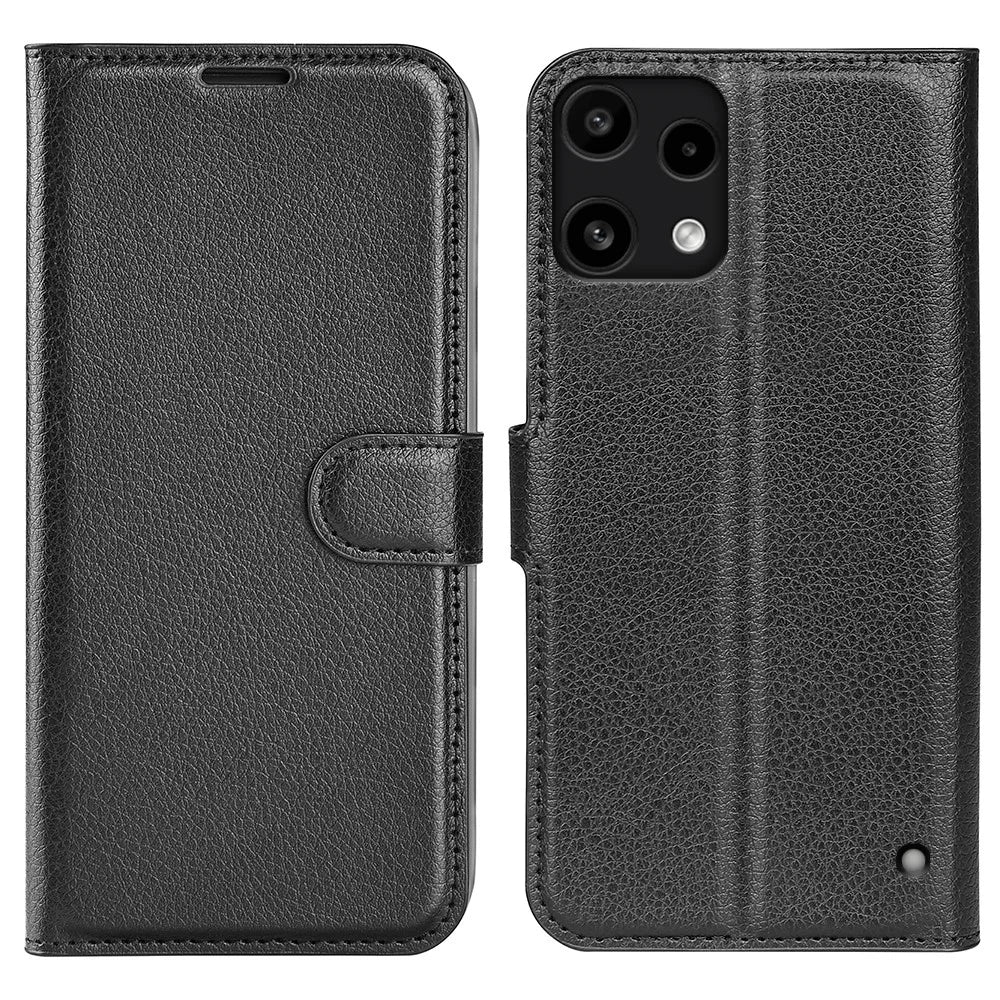 AMORUS For Nothing Phone (3a) Lite 5G Wallet Case Litchi Texture Shockproof Leather Flip Stand Phone Cover - Black - 1