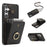 For Samsung Galaxy S26+ Case Card Holder Ring Kickstand TPU + PU Leather Phone Cover with Long Strap - Black - 1