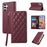For Samsung Galaxy A57 5G Case RFID Blocking Wallet Stand Rhombus Leather Cover with Wrist Strap - Red - 1