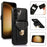 For Samsung Galaxy S26+ Case Card Holder Kickstand PU Leather + TPU Phone Cover with Shoulder Strap - Black - 1