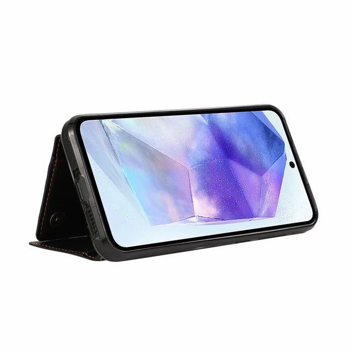 For Samsung Galaxy S26+ Leather Back Cover Zipper Wallet Kickstand Phone Case with Shoulder Strap - Black - 3