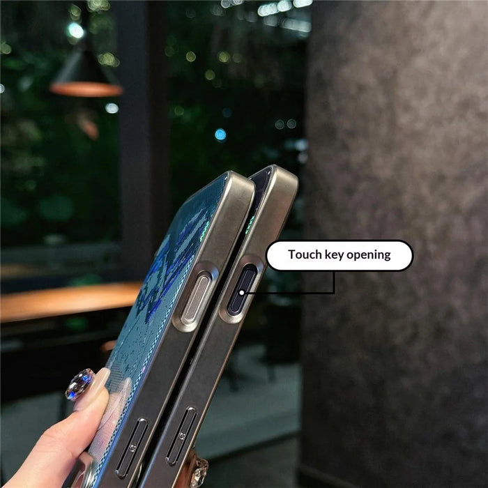 For iPhone 17 Pro Max Case Compatible with MagSafe Starry Mountain Series Pixel Style Gradient Design TPU + PC Phone Cover - Navy Blue - 7