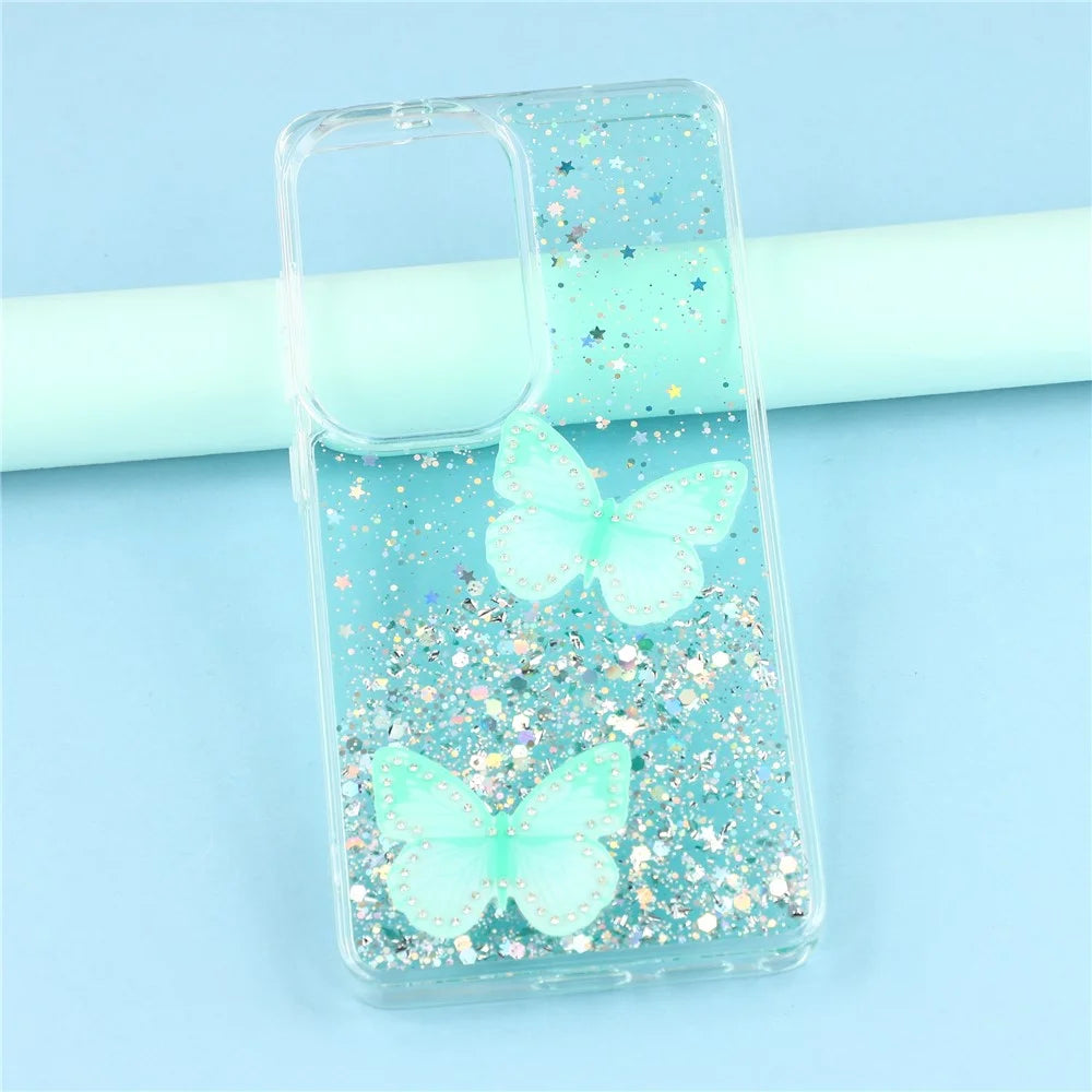 For Samsung Galaxy S26 Ultra Case Epoxy PVC Butterfly TPU Aesthetics Phone Cover - Green - 6