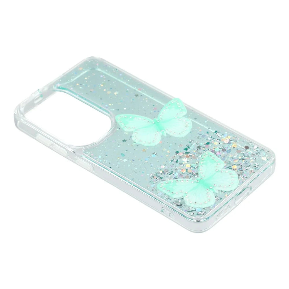 For Samsung Galaxy S26+ Case Epoxy PVC Butterfly TPU Aesthetics Phone Cover - Green - 3