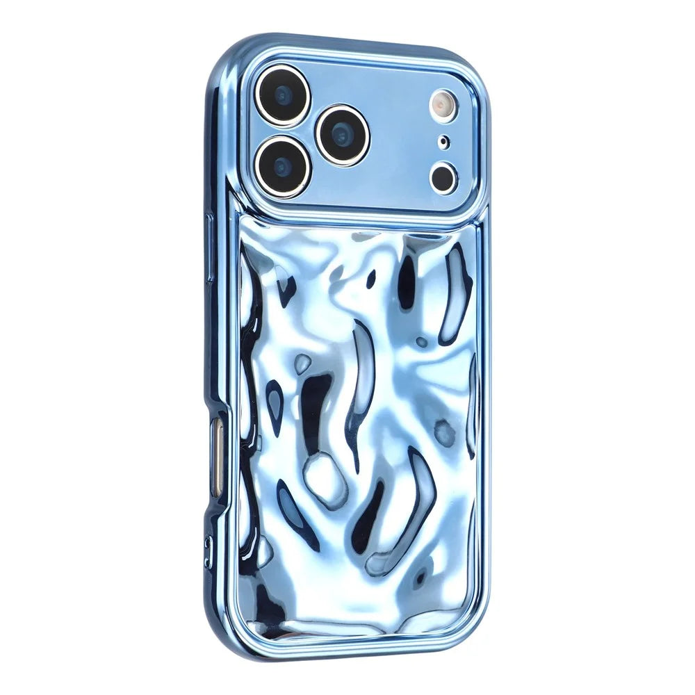 For iPhone 17 Pro Max Case Electroplated TPU Shell Meteorite Texture Phone Cover - Blue - 3
