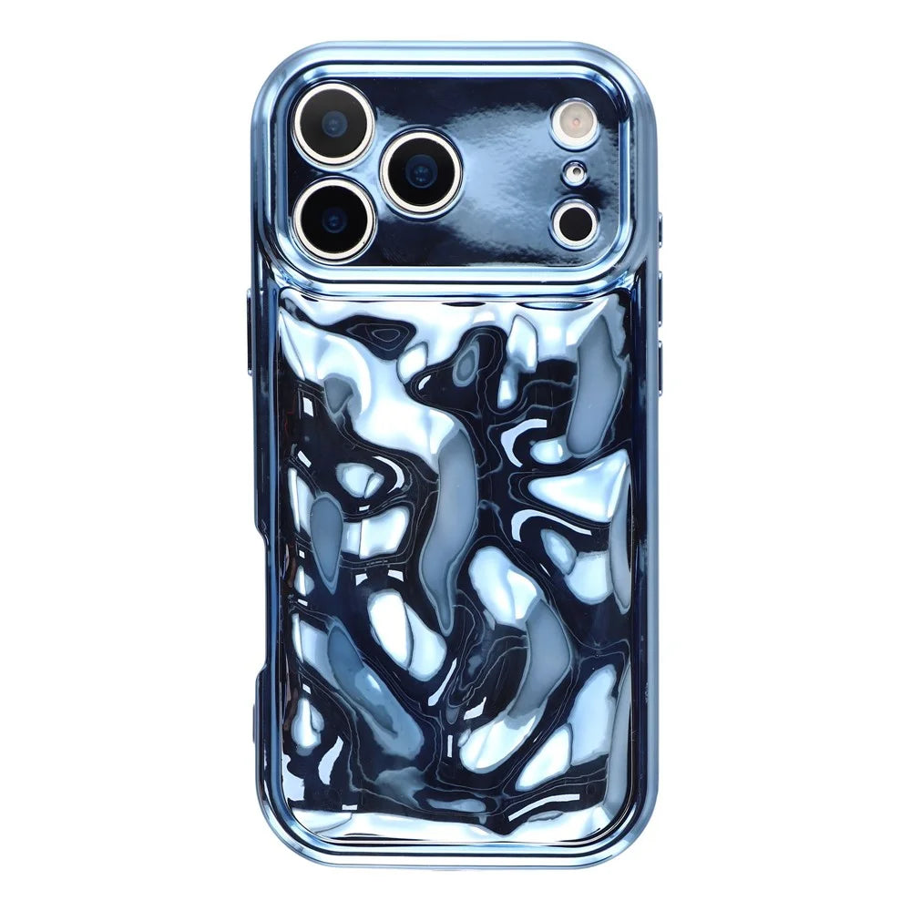 For iPhone 17 Pro Case Electroplated TPU Shell Meteorite Texture Phone Cover - Blue - 1