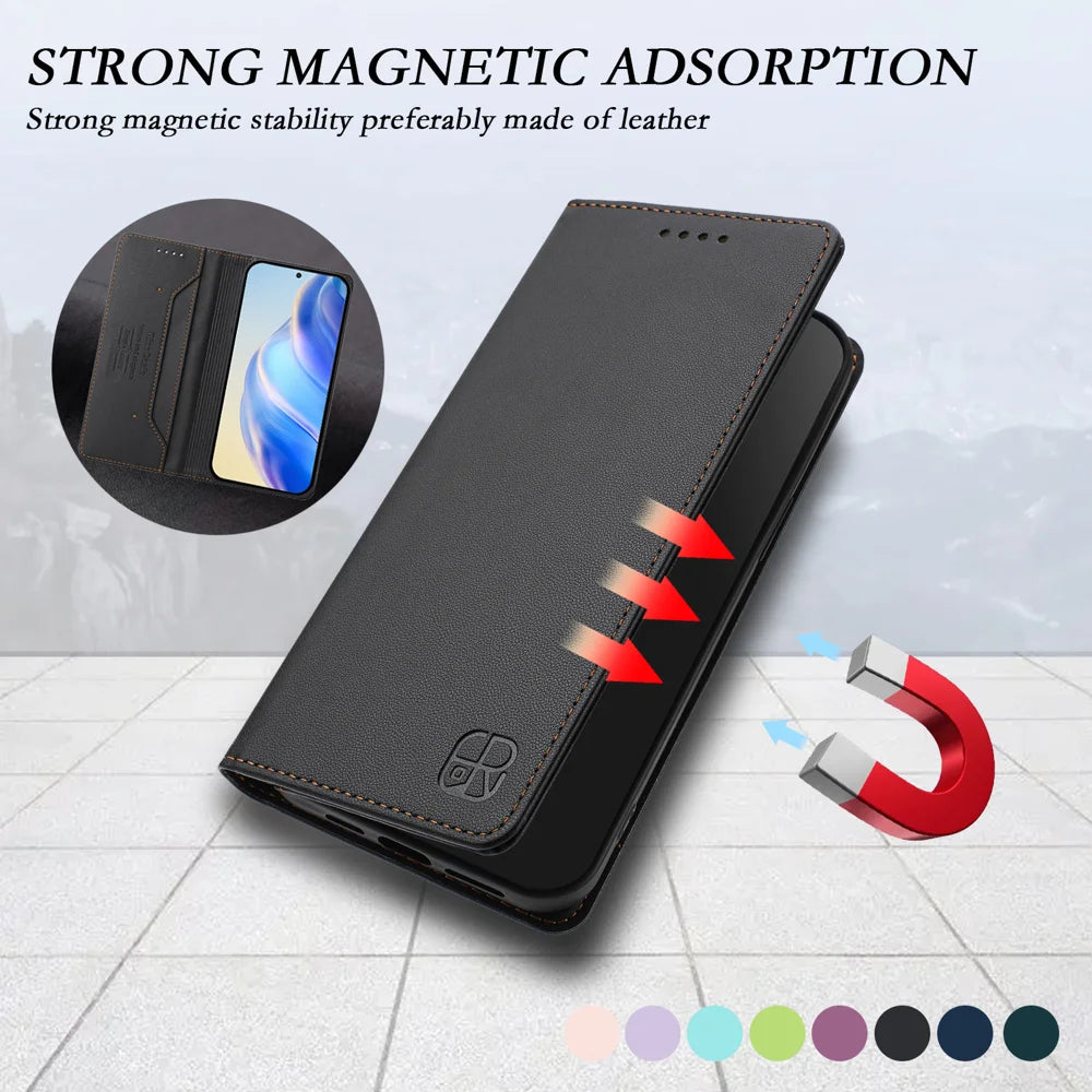 For Samsung Galaxy A57 5G Leather Case RINACASIS RC01 Phone Cover with RFID Blocking Wallet Stand - Black - 4