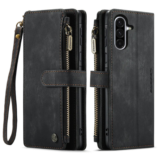 CASEME For Samsung Galaxy A57 5G Phone Cases with Strap  C30 Zipper Multiple Card Holder PU Leather Cover - Black - 2