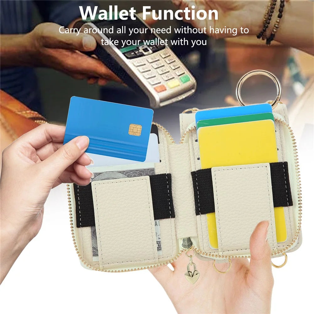 For Samsung Galaxy Z Flip6 5G Case Zipper Card Holder PU Leather Phone Back Cover with Shoulder Strap - Beige - 7