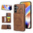 For Samsung Galaxy S26 Case Card Holder Kickstand Leather + TPU Phone Cover with Ring Holder - Brown - 1