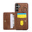 For Samsung Galaxy S26 Case Card Holder Kickstand Leather + TPU Phone Cover with Ring Holder - Brown - 2
