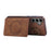 For Samsung Galaxy S26 Case Card Holder Kickstand Leather + TPU Phone Cover with Ring Holder - Brown - 3