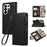For Samsung Galaxy S26 Ultra Case Multi Card Slots Zipper Leather Phone Cover with Wrist Strap - Black - 1