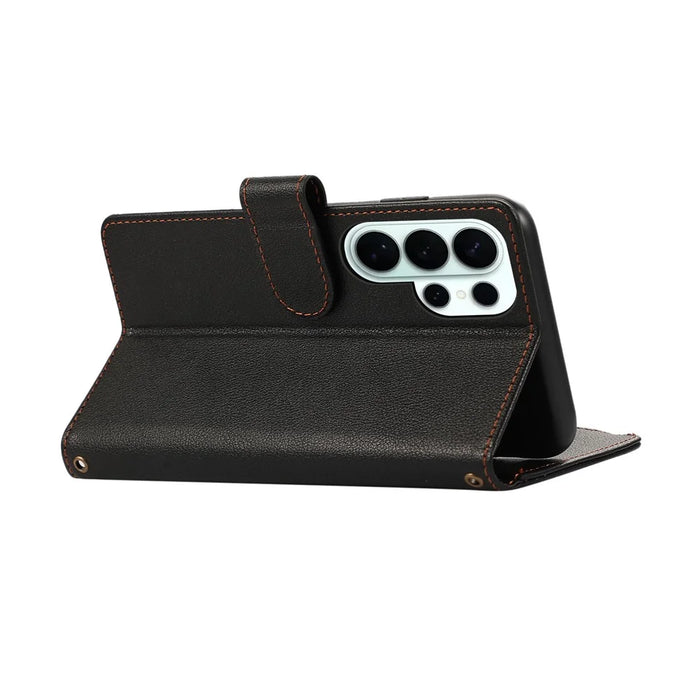 For Samsung Galaxy S26 Ultra Case Multi Card Slots Zipper Leather Phone Cover with Wrist Strap - Black - 4