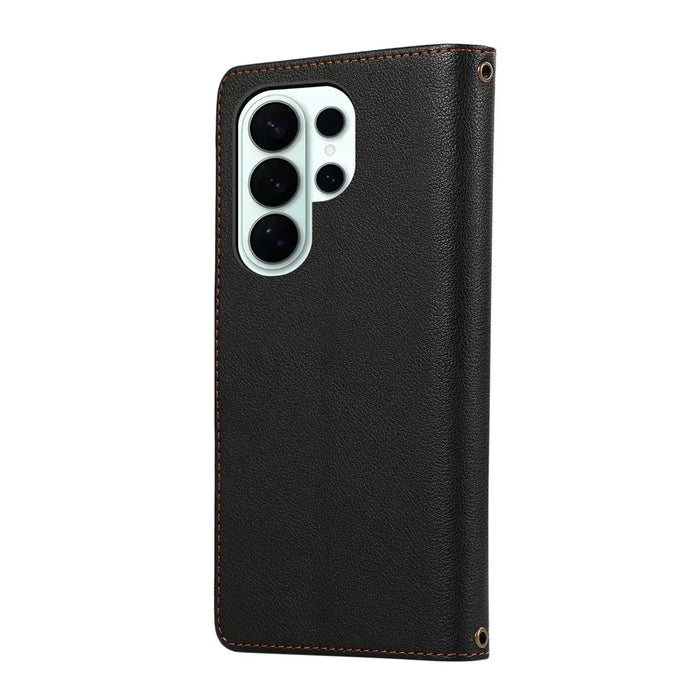 For Samsung Galaxy S26 Ultra Case Multi Card Slots Zipper Leather Phone Cover with Wrist Strap - Black - 7