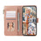 For Samsung Galaxy S26+ Case Multi Card Slots Zipper Leather Phone Cover with Wrist Strap - Rose Gold - 3