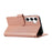 For Samsung Galaxy S26+ Case Multi Card Slots Zipper Leather Phone Cover with Wrist Strap - Rose Gold - 4