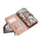 For Samsung Galaxy S26+ Case Multi Card Slots Zipper Leather Phone Cover with Wrist Strap - Rose Gold - 5