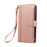 For Samsung Galaxy S26+ Case Multi Card Slots Zipper Leather Phone Cover with Wrist Strap - Rose Gold - 6