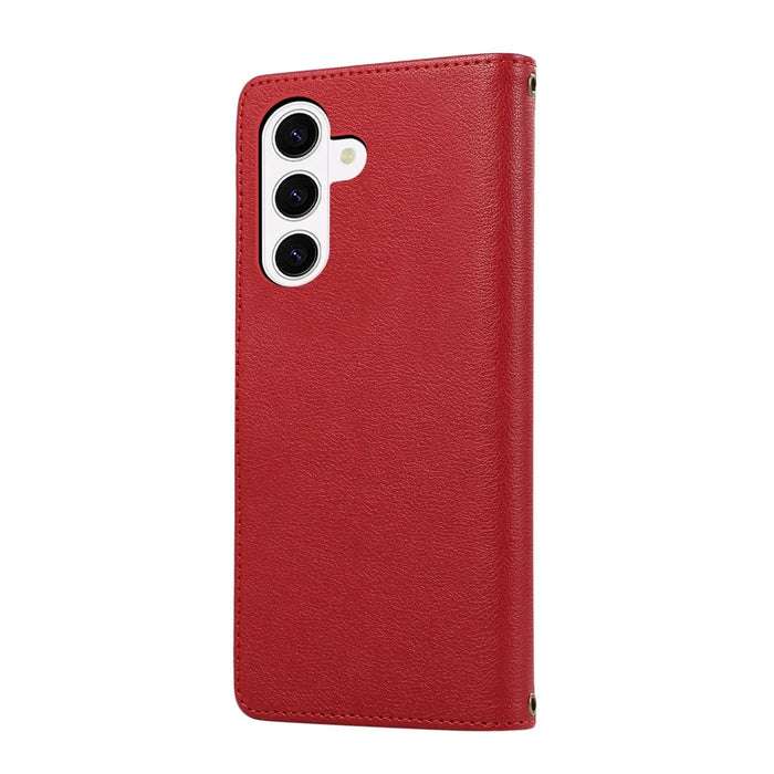 For Samsung Galaxy A57 5G Case Multi Card Slots Zipper Leather Phone Cover with Wrist Strap - Red - 7