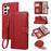 For Samsung Galaxy A37 5G Case Multi Card Slots Zipper Leather Phone Cover with Shoulder Strap  /  Wrist Strap - Red - 1