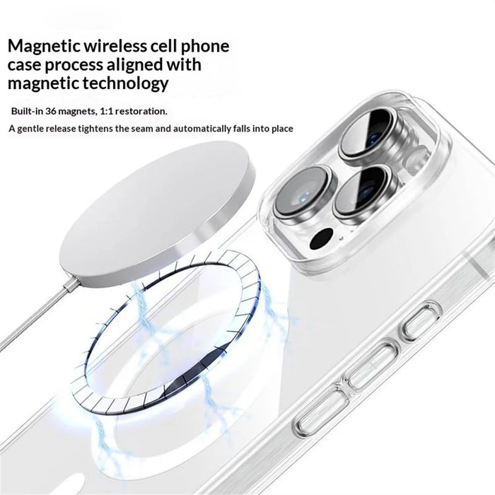 JAUCASE For iPhone 16 Pro Case Compatible with MagSafe PC Phone Cover with AI Touch Control Button - Transparent - 4