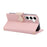 For Samsung Galaxy A57 5G Case Zipper Wallet Leather Phone Cover with Wrist Strap - Pink - 5