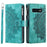 Mandala Flower Imprinted PU Leather Case for Samsung Galaxy S10 Plus 4G Magnetic Clasp Protection Cover with Zippered Wallet / Strap - Green - 1