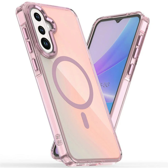 For Samsung Galaxy A37 5G Magnetic Case Cute Fluorescent Design TPU Phone Back Cover - Pink - 1