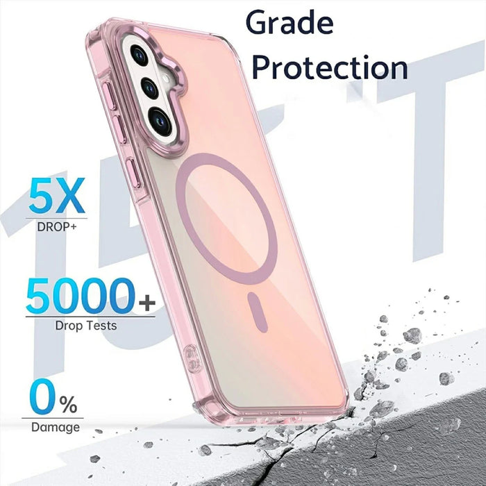 For Samsung Galaxy A37 5G Magnetic Case Cute Fluorescent Design TPU Phone Back Cover - Pink - 3