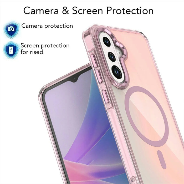 For Samsung Galaxy A37 5G Magnetic Case Cute Fluorescent Design TPU Phone Back Cover - Pink - 5