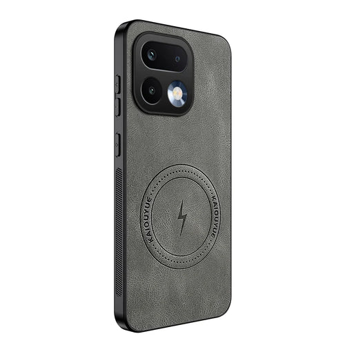 WANLONFENG For Realme 16 Pro 5G Magnetic Case  SD1 Series Nappa Texture PC TPU Phone Cover - Grey - 1