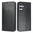 For Samsung Galaxy S25 FE Case Crazy Horse Texture Split Leather Wallet Phone Cover - Black - 1