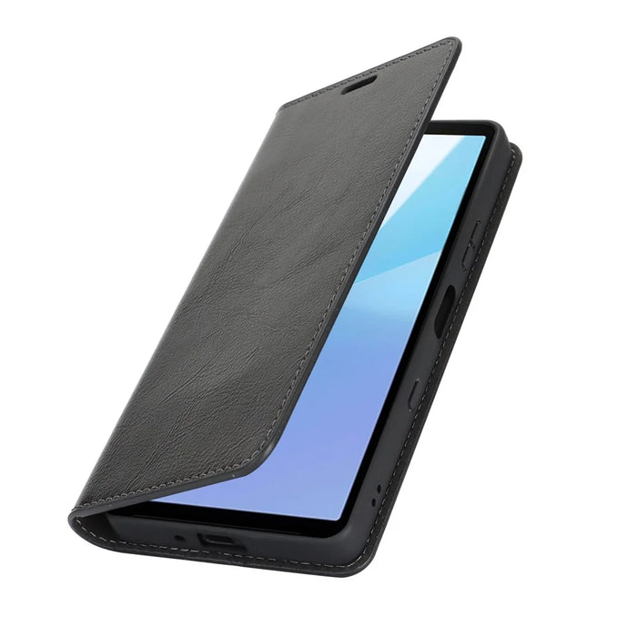 For Sony Xperia 10 VII Case Crazy Horse Texture Split Leather Wallet Phone Cover - Black - 4