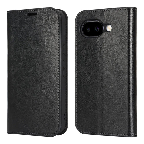 For Google Pixel 10a Case Crazy Horse Texture Split Leather Wallet Phone Cover - Black - 1